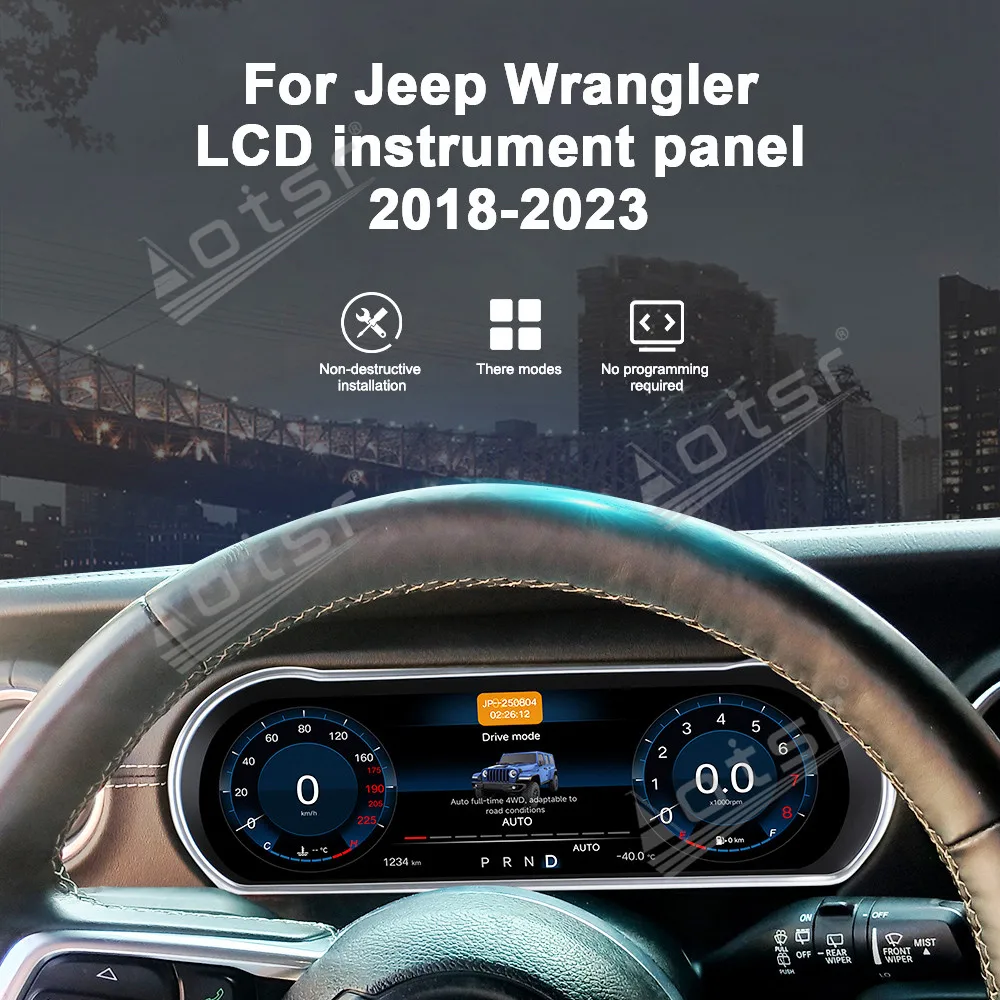 

12.3 Inch Full LCD Digital Instrument Cluster Virtual Cockpit Speedometer Panel Upgrade Replacement For Jeep Wrangler 2018-2023