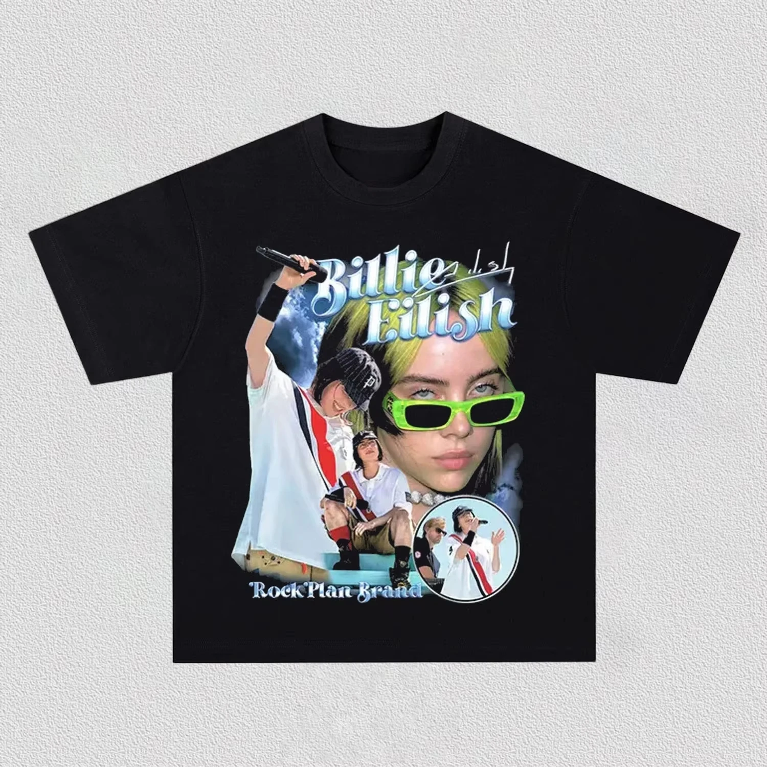 Billie Eilish Muster-Sommer-T-Shirt, bedrucktes Muster-T-Shirt, Y2K, locker, beliebt, Street-Casual, bequem, kurzärmeliges Hemd – Detail 7