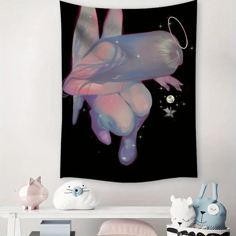 

Beautiful Angel Star Pattern Tapestry, Hanging Cloth for Home Office Dorm Party Decoration, Live Stream Backdrop, Easy Hang