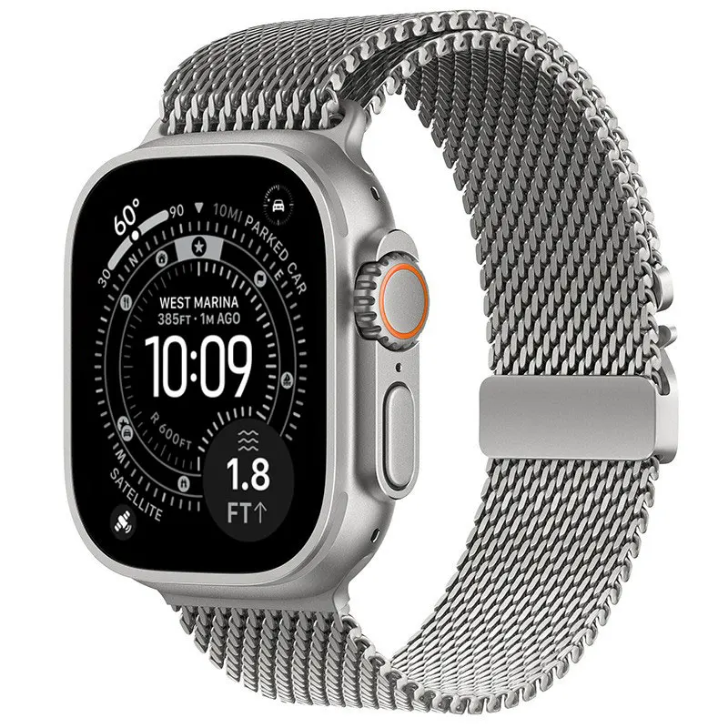 Titanfarbenes offizielles 1:1 Milanese-Armband für Apple Watch Ultra 3 Band 49 mm 46 mm 42 mm Armband Correa iWatch 11/SE 3 40 mm 44 mm – Detail 7
