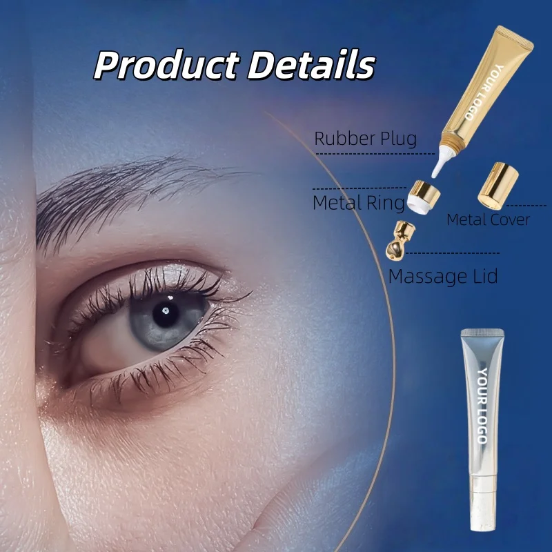 【Logo Custom】50Pcs Customized 20ml Gold/silver Tube with Massage Head and Paper Box Suitable for Skincare and Cosmetic Packaging