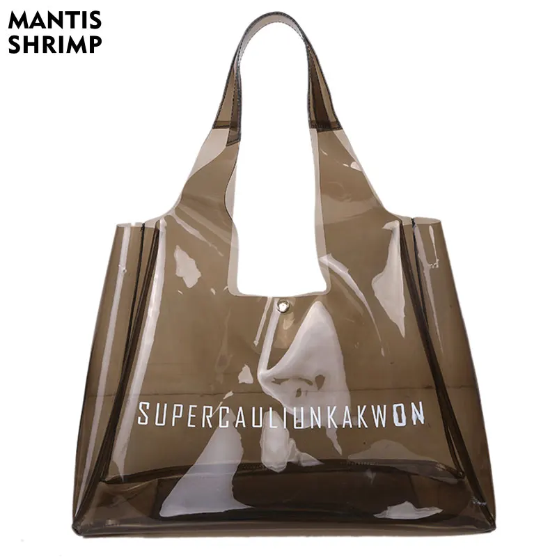 Women Bags Transparent Tote PVC Shopping Bag Outdoor Handbag Designer Fashion Letter Shoulder Bags for Women Large Capacity Tote