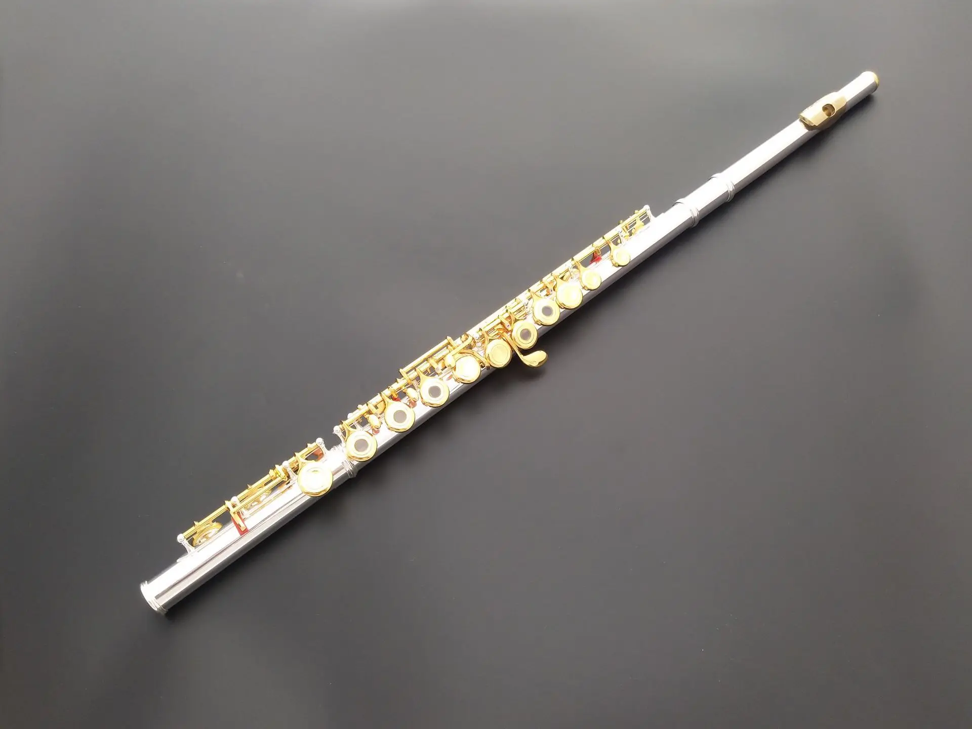 16-Hole Silver Body Dual-Purpose Flute Gold-Plated Beginner C Key Instrument with Cupronickel Material