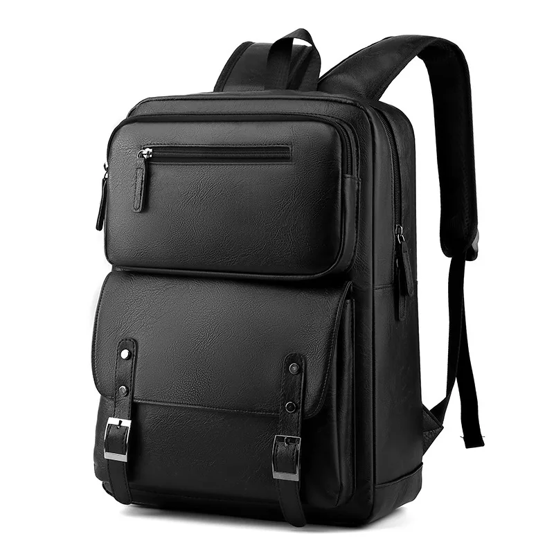 

New Men's Backpack 15.6-inch Computer Bag, Water-resistant Business Commuting Backpack, PU Fashionable Large-capacity Bag