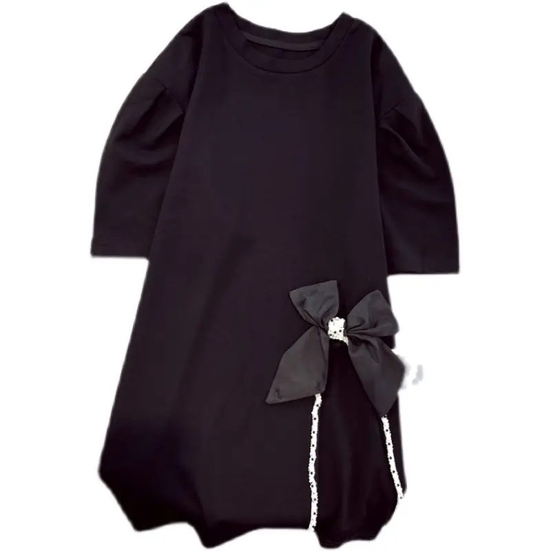 plus maat zwaar verfraaid T-shirt met knoop ort Sve Design speciaal voor vrouwen die 300-poes Koreaanse Sle weegt