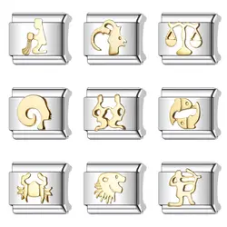 DAVINI 1pc Zodiac Italian Charms Bracelet Sets 9mm Italian Modular Charm Bracelet Link Handmade DIY Module Jewelry Gifts