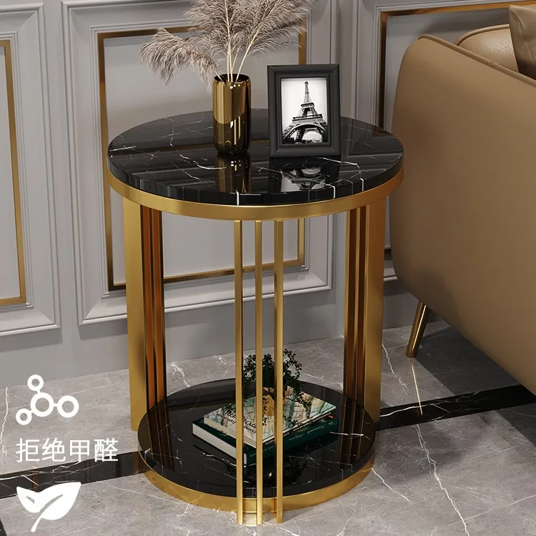 Manufacturers supply marble stainless steel round edges, living room sofa, bedroom bedside table simple edges