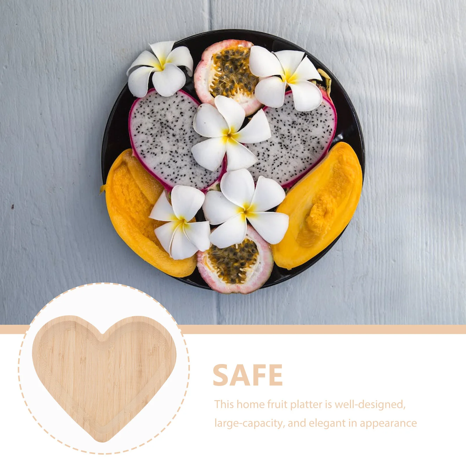 

Heart Shaped Wooden Tray Sturdy Snack Serving Platter Easy to Clean Multipurpose Kitchenware Wooden Plate Serving Tray