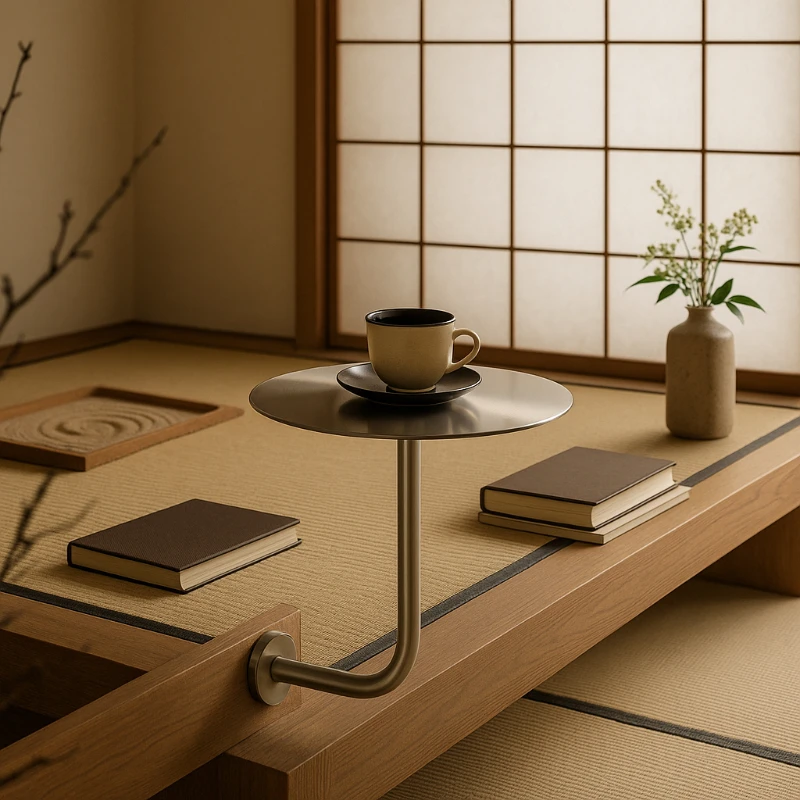 

Modern Minimalist Wall Mounted Stainless Steel round Dining Table for Bar Milk Tea Shop Small Space Efficient Metal Table