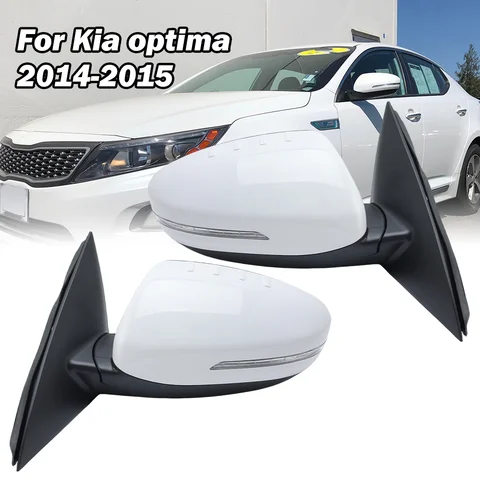 기아 옵티마 세단 2014-2015용 6핀 도어 리어뷰 미러 어셈블리, 열선 내장 사이드 윙 미러 포함 프라이머 화이트 자동차 액세서리