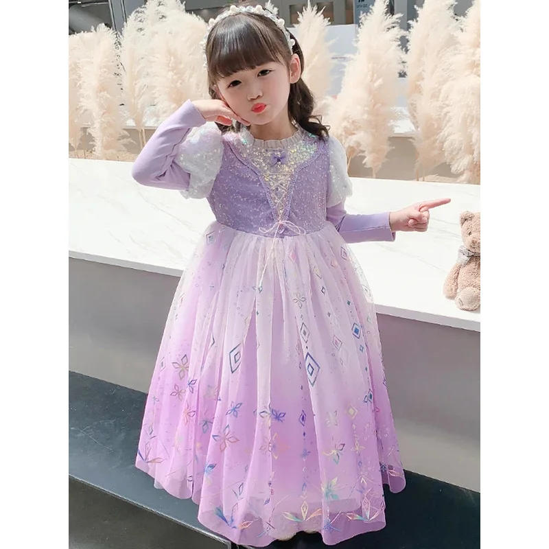 فستان الأميرة الشبكي المطرز بالترتر الأنيق للأطفال، فساتين بدون أكمام مزينة بفيونكة مطرزة، ملابس للفتيات الصغيرات مع ثوب