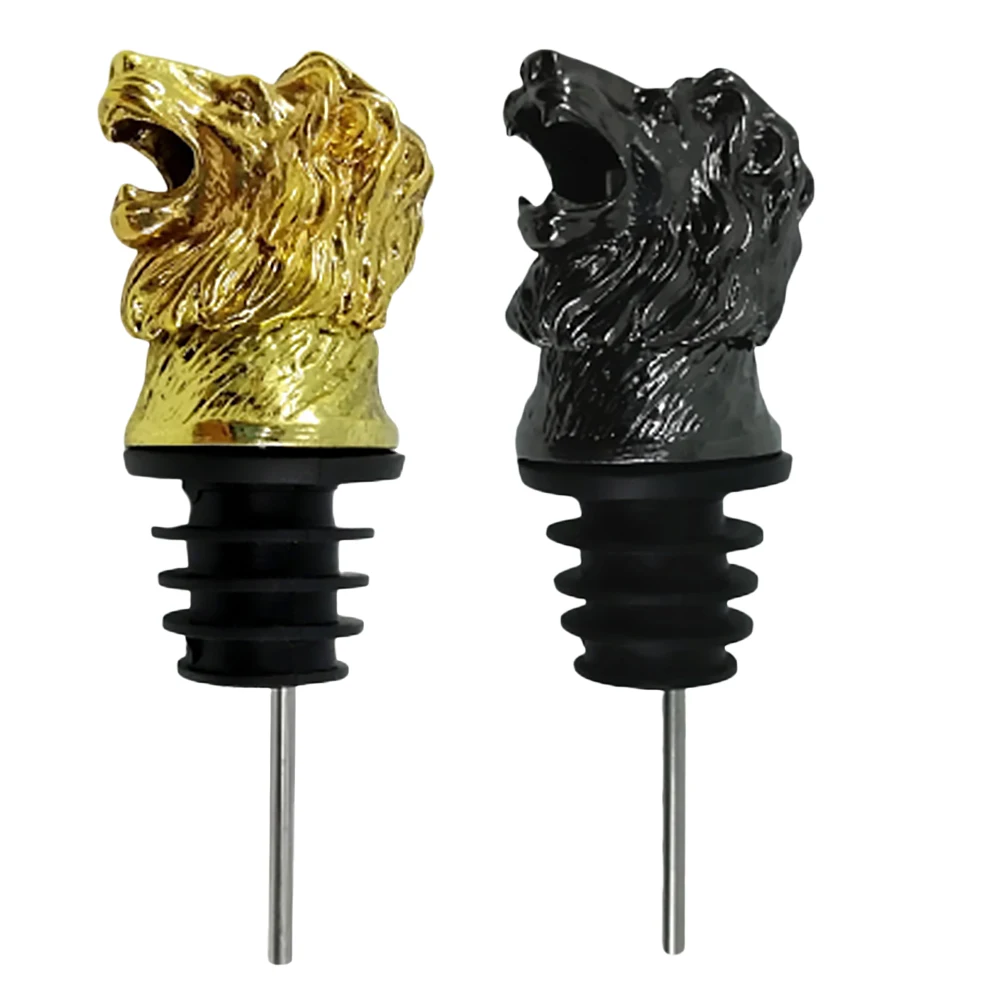 

2pcs Pourer Bottle Stopper Lightweight Lion Head Shape Alloy Caps Stoppers Party Fun Creative Design Premium