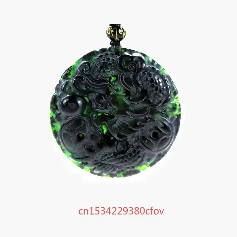 Various Types Chinese Black Green Jade Pendant Natural Obsidian Necklace Charm Jewellery Fashion Amulet Gift Men Women