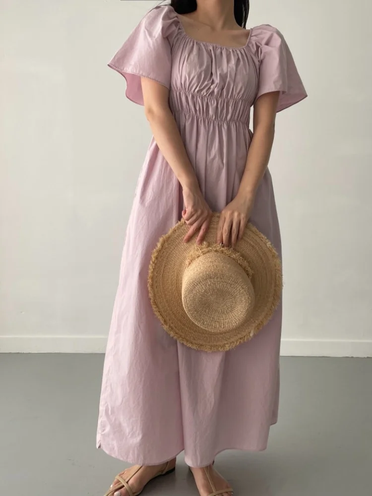 

Ele Long Dr Women's Retro Square Collar Blouse High Waist Slim A-Line Skirt Tea Break Faionable Summer ort Sve
