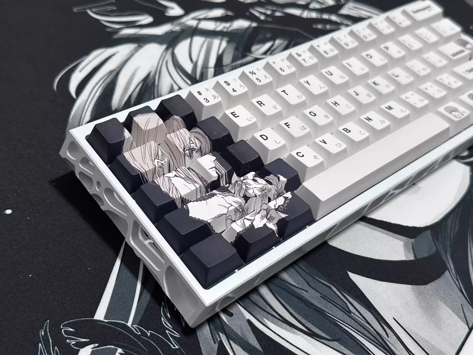 Wooting60 キーボード（JIS配列）｜マキマ花柄キーキャップ Amazon.co.jp: チェンソーマン 周辺 マキマ アニメキーキャップ 108