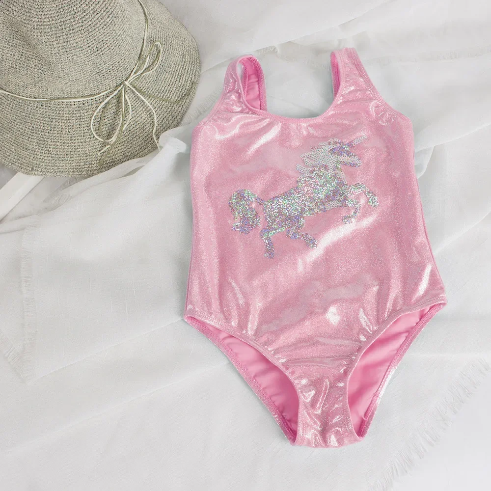 2024 Children Swimwear For Girls One Piece Children Swimsuits Girls Swimsuit Kids Bathing Suit 3-8Years Sliver Sequins