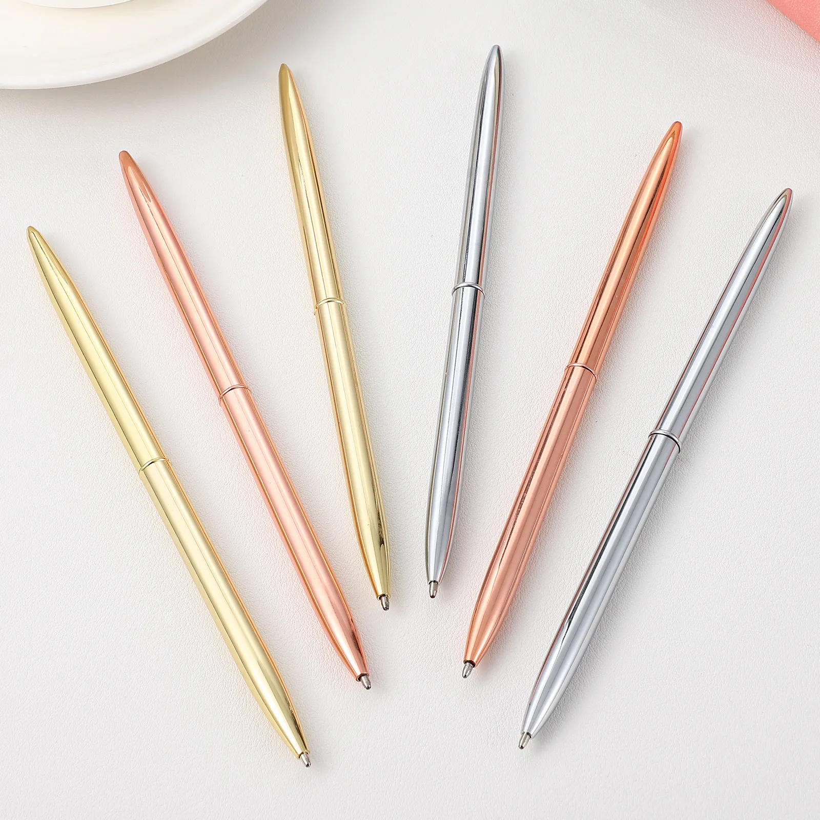 

Набор из 6 шариковых ручек, простой металлический стильный дизайн, офисные и школьные принадлежности, инструмент для письма с плавным письмом, для ежедневного использования