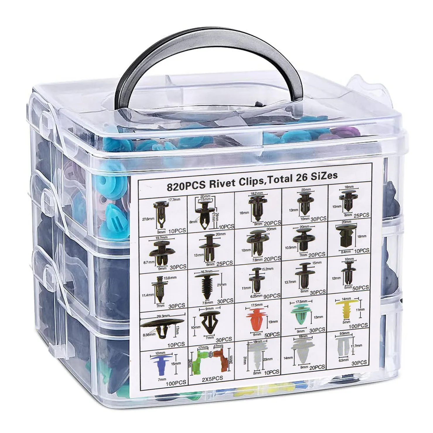 925 Stuks -100 Stuks Auto Clips Kit Bumper Klinknagels Bevestigingsmiddelen Auto Push Type Pin Retainer Trim Kit Bumper Portierbekleding clips Reparatie