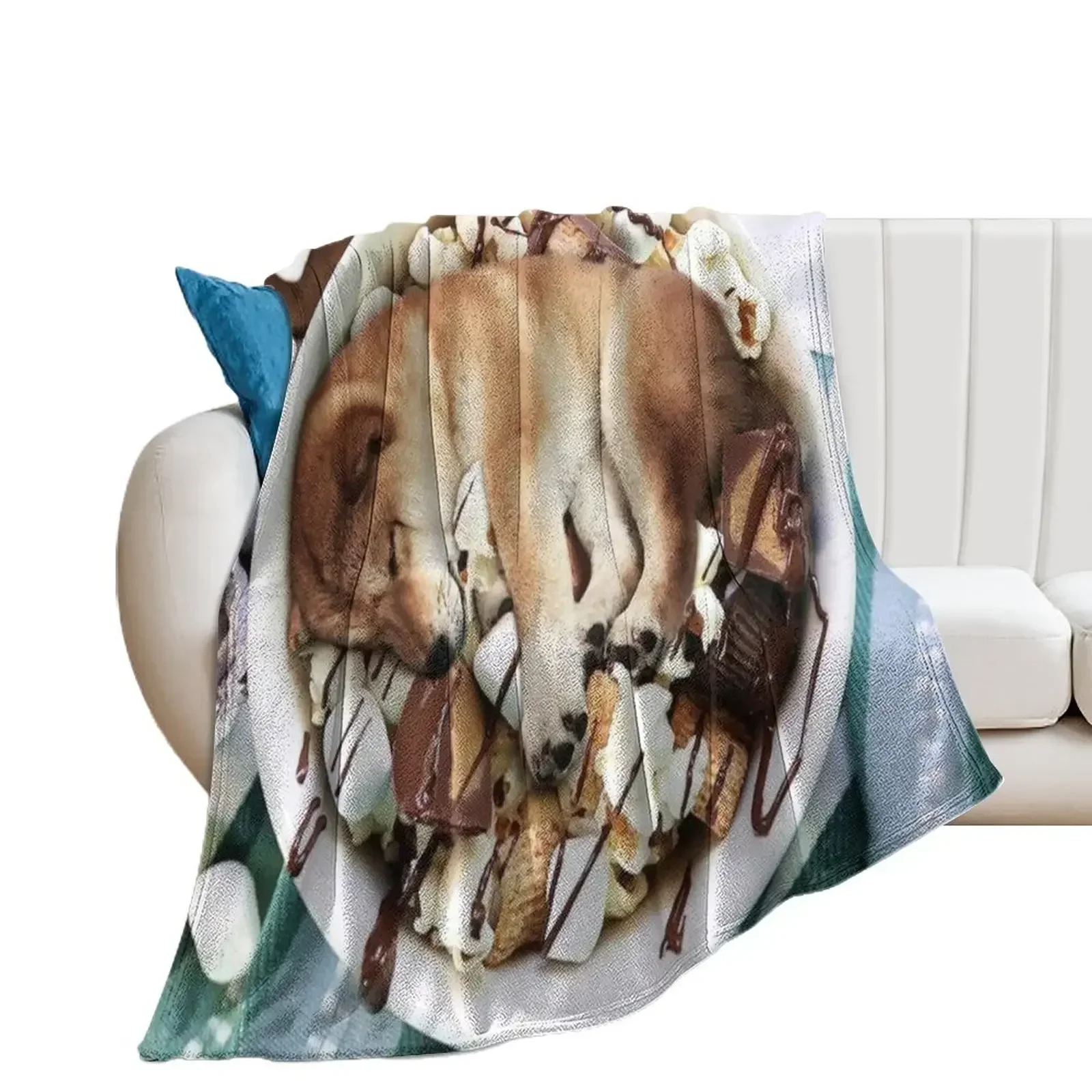 

Shiba Inu Chocolate Marshmallow Bowl Throw Blanket for sofa Stuffeds Thermals For Travel Sofa Throw Blankets