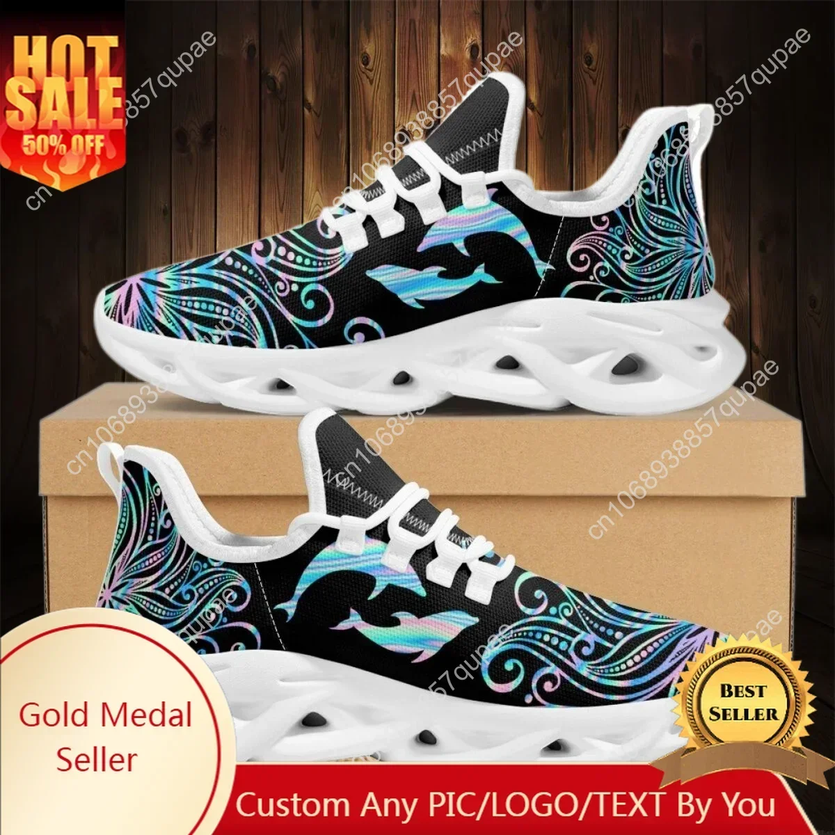Mandala Dolphin Design Flats Sneakers Shoes Mens Womens Sports Shoes Fashion High Quality DIY Sneaker Custom Made Shoe
