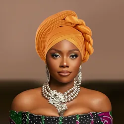 Female Head Wraps Raw Silk Headtie African Autogele Women's Turban Cap Nigeria Wedding Auto Geles Party Headpiece