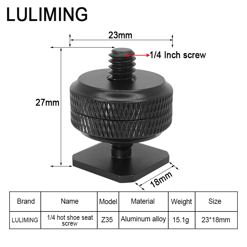 3/8 1/4 Inch Hot Shoe Seat Camera Screw Aluminum Alloy 1/4 Screw Flash Bracket Tripod Ballhead Photography Accessories