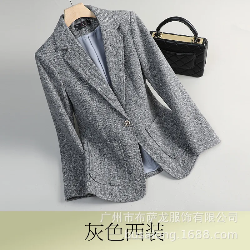 2025New بدلة على الموضة أنيقة المرأة عادية كم طويل سترة المهنية المرأة الرسمية سترة واحدة Workwear8622