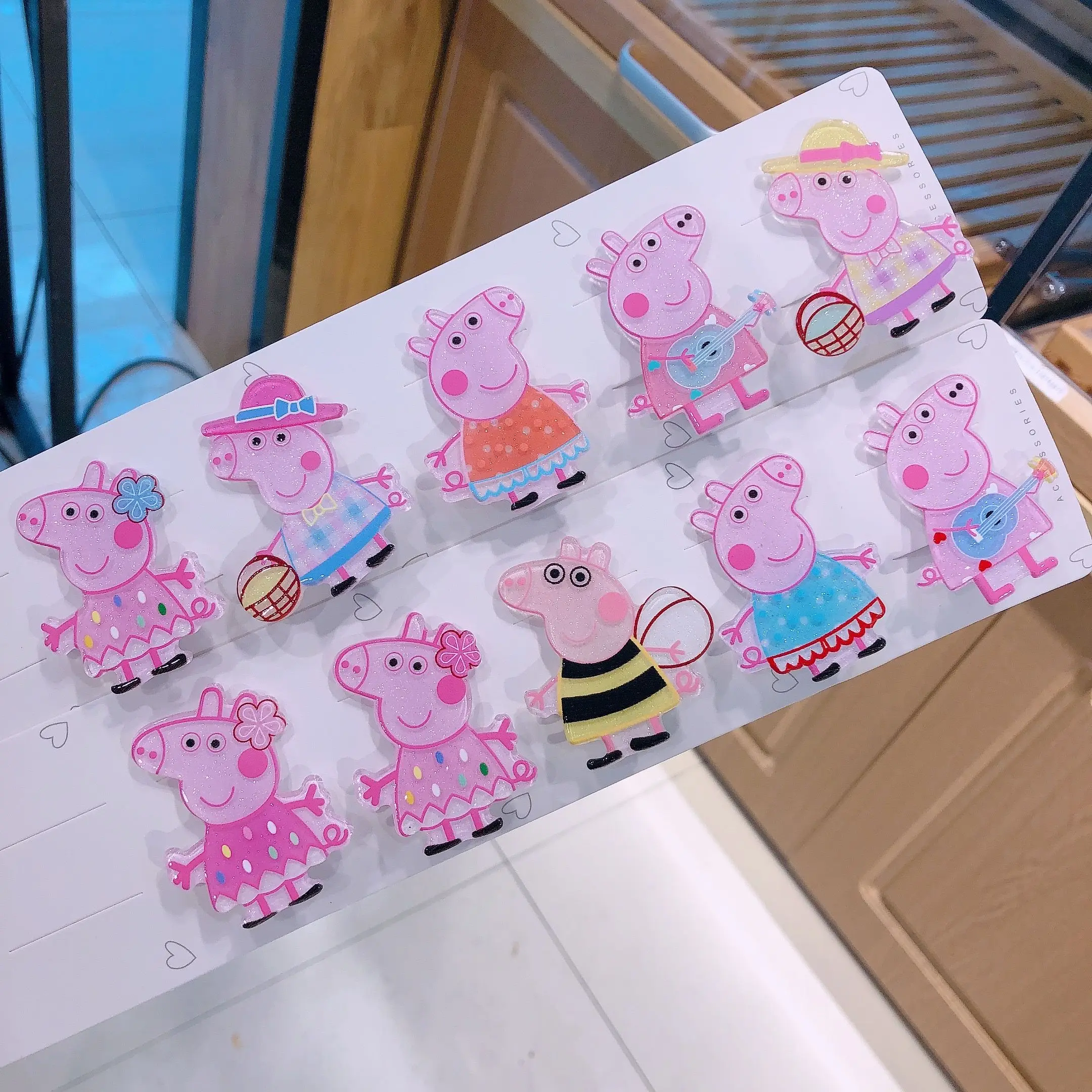 10pcs Peppa Pig Hair Clip Cute Cartoon Hair Clip Children Hair Accessories Girly Heart Headwear Bangs Clip Kawaii Gift