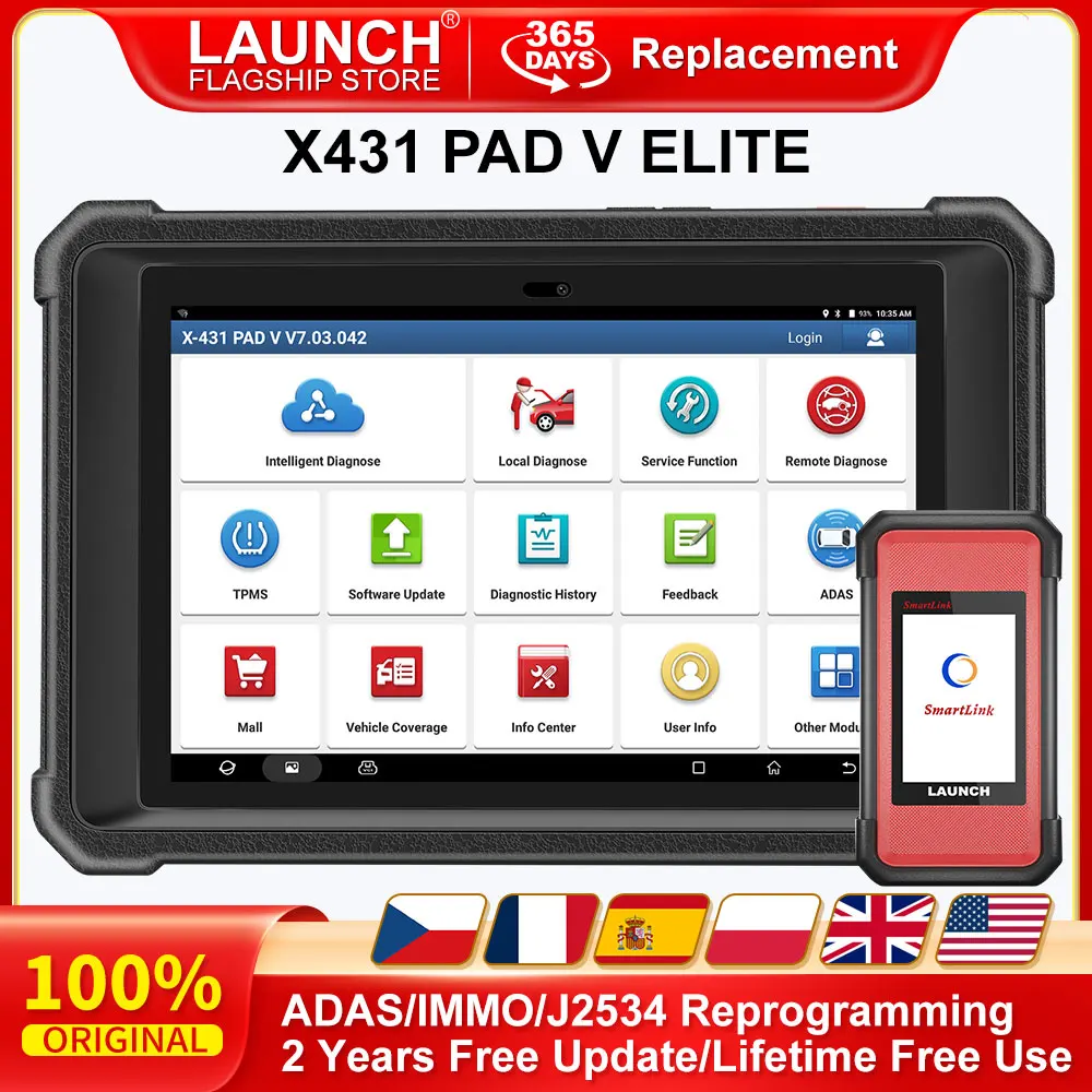 LAUNCH X431 PAD V Elite PAD 5 Smartlink C V2.0 OBD2 Scanner Car Diagnostic Tool ADAS Calibration Scanner IMMO Reprogramming