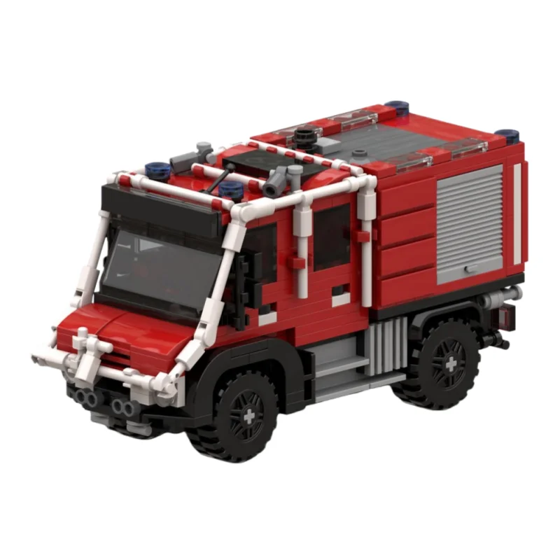 Modelo de camión de bomberos MOC, juego de juguetes de bloques de construcción de partículas pequeñas (448 piezas), adecuado para todos los entusiastas de montar como adornos