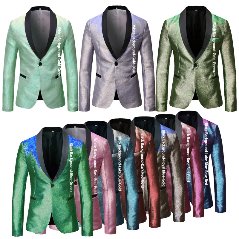 2024 Autumn New Color Change Gold Blazer for Men,Male Singer Casual Performance Jackets,Slim Best Man Dress Shining Stage Dress