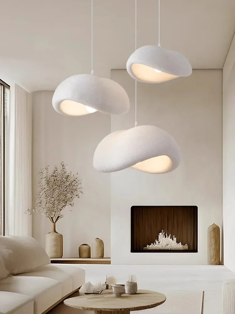 

Nordic Wabi Sabi White Pendant Lights Bedroom Living Dining Room Loft Chandelier Lighting Decoration Home Hanging Lamps Fixtures