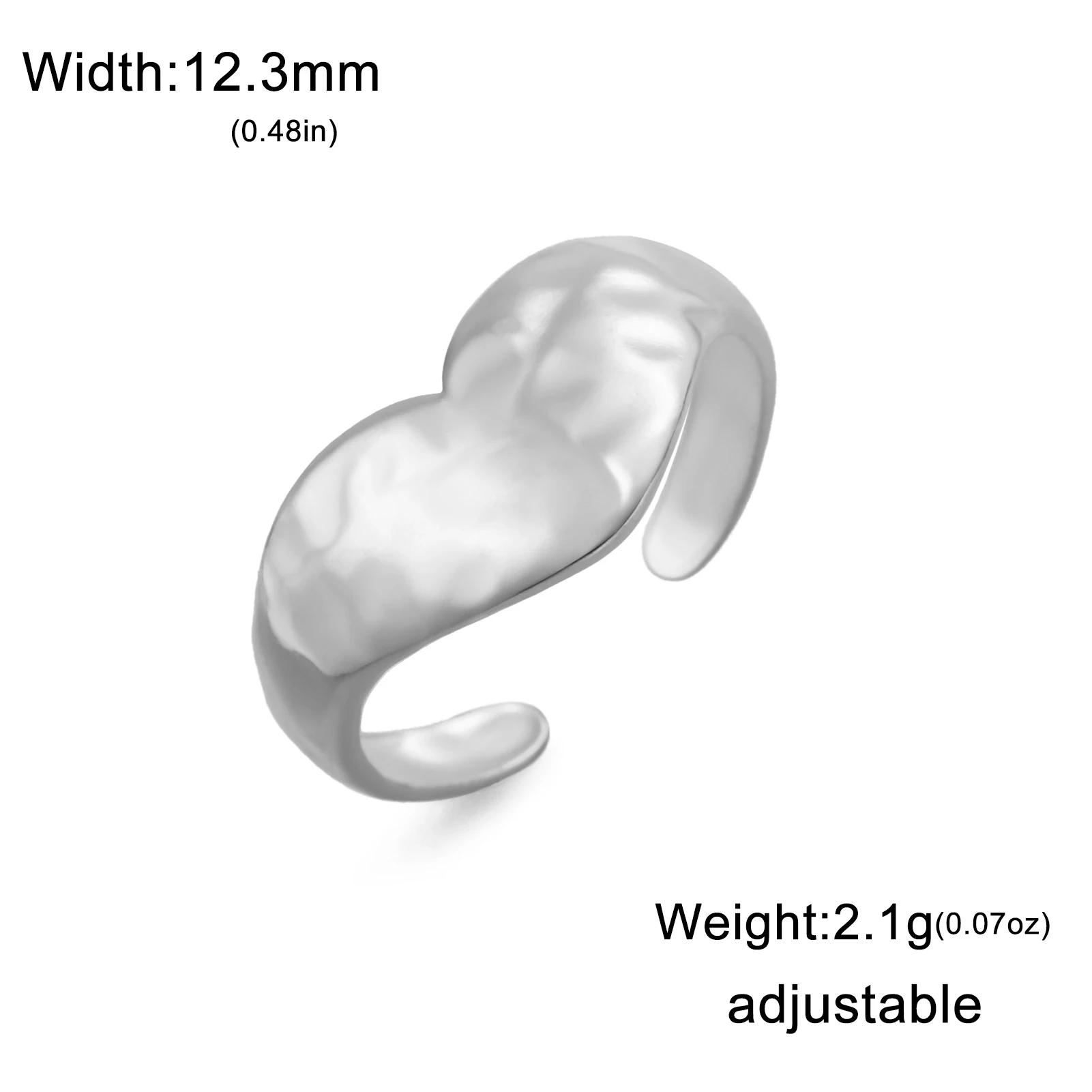 CoolTime Minimalistische Edelstahlringe für Damen, Eleganter Unregelmäßiger Trendiger Offener Ring, Anlaufbeständiger Alltags-Schmuck – Detail 13