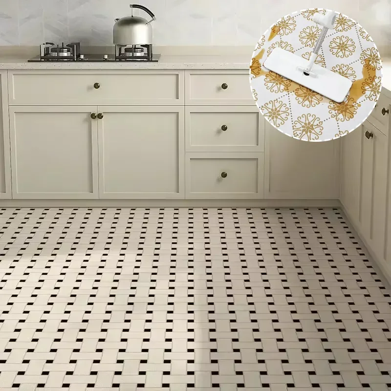 

Kitchen Carpet Anti-fouling Oil-proof Grid Floor Mat Scrubbable Waterproof PVC Leather Balcony Bathroom Non-slip Rug Ковер 러그