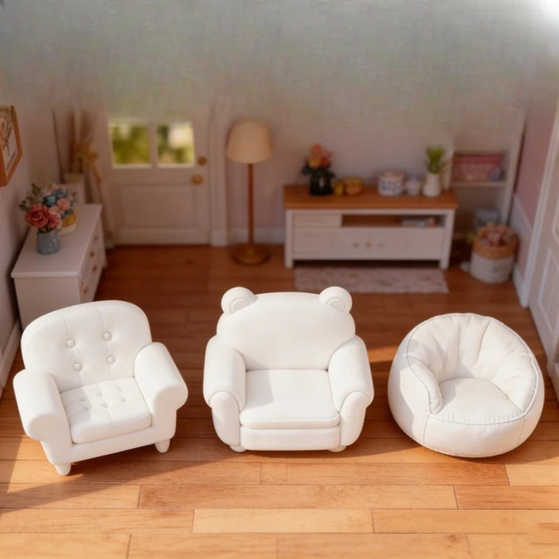 1:12 Mini Sofa Model Cute Sofa Miniature Bedroom Scene Living Room Furniture Set Accessories DIY Home Decor Desktop Craft Model