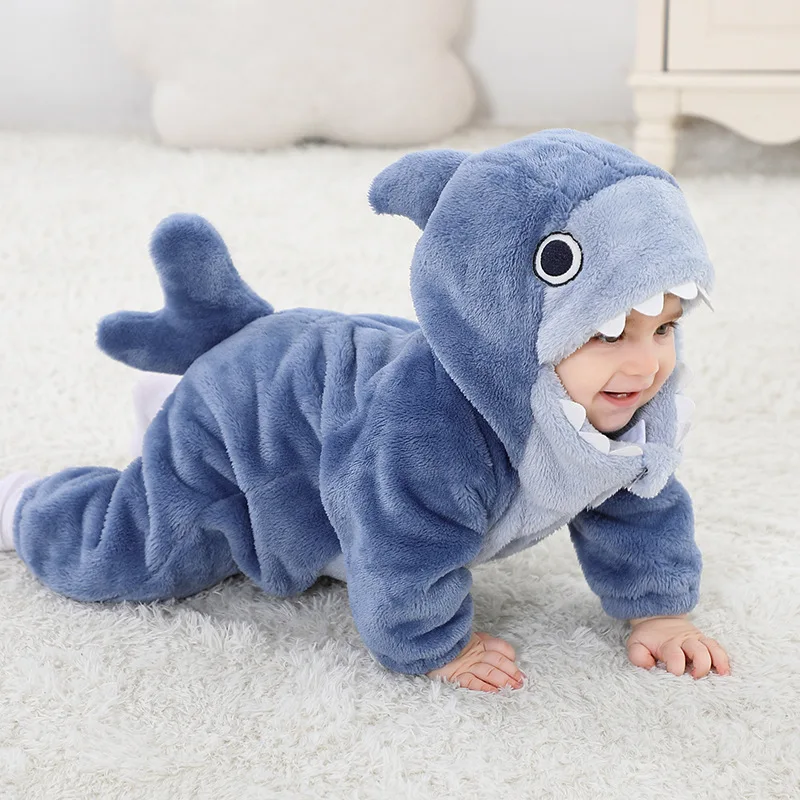 Halloween Cute Baby Romper Winter Clothes Costume Flannel Hooded Bodysuits Pajamas Animals Jumpsuit For Boy Girls Onesie