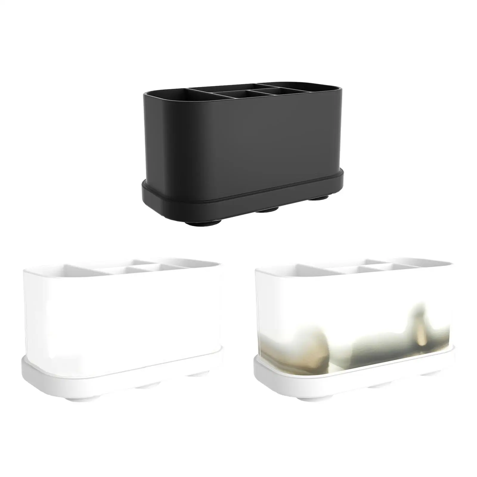 

Silicone Desktop Organizer Storage Container with Draining Holes Makeup Brush Holder for Bedroom Dresser Art Supplies Tabletop
