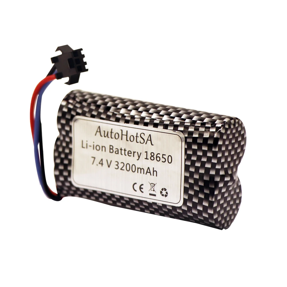 Batería de iones de litio de 7,4 V y 3200mAh, enchufe de SM-3P con cargador USB para reloj, detección de gestos, coche acrobático teledirigido