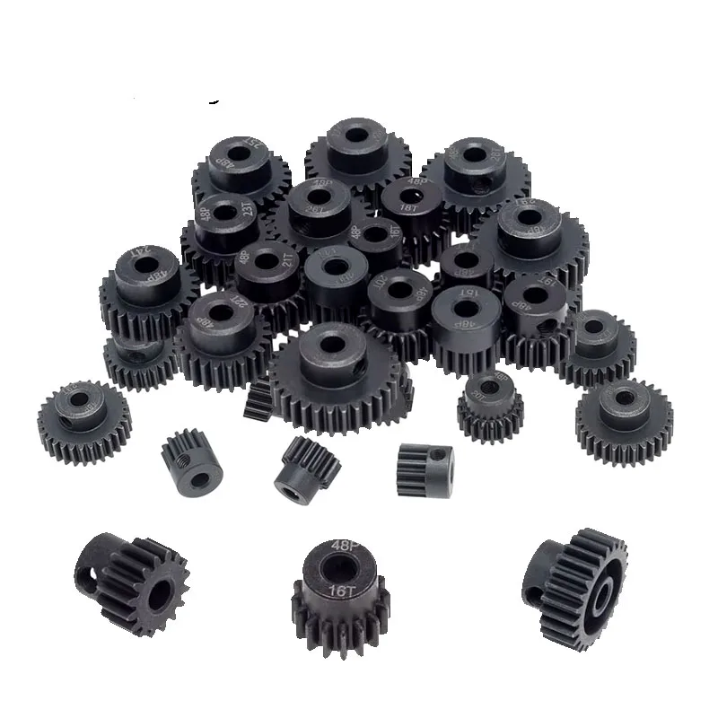 48P 3.175mm 16T 17T 18T 19T 20T 22T 24T 25T 26T 27 Black Steel Metal Pinion Motor Gear 1/10 AXIAL SCX10 RC Model Car Motor Parts