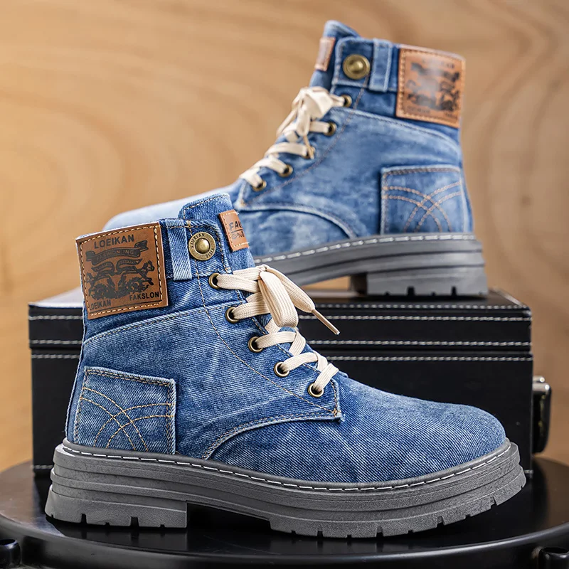 

Men's High-top Denim Boots,Casual Sports Shoes, Trendy and Fashionable Men's Boots, Street Fashion Walking Boots and Men's Boots