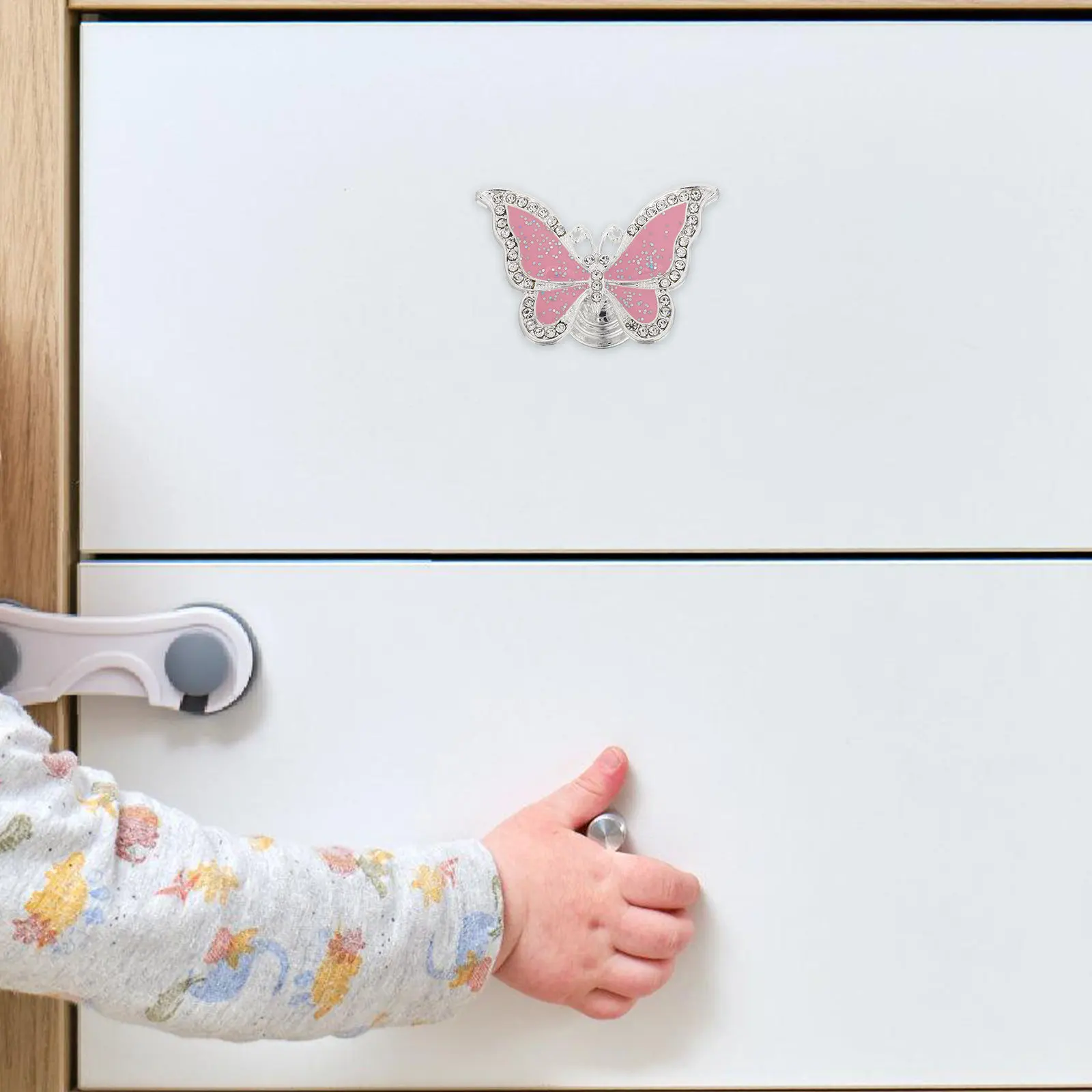2Pcs Butterfly Cabinet Handles Zinc Alloy Decorative Drawer Pulls for Wardrobe Cupboard Dresser Colorful Rhinestone Furniture