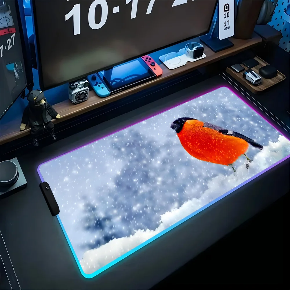 

Cute Winter Animal Mousepad XXL RGB Gaming Mouse Pads HD Black Gamer Accessories Large LED