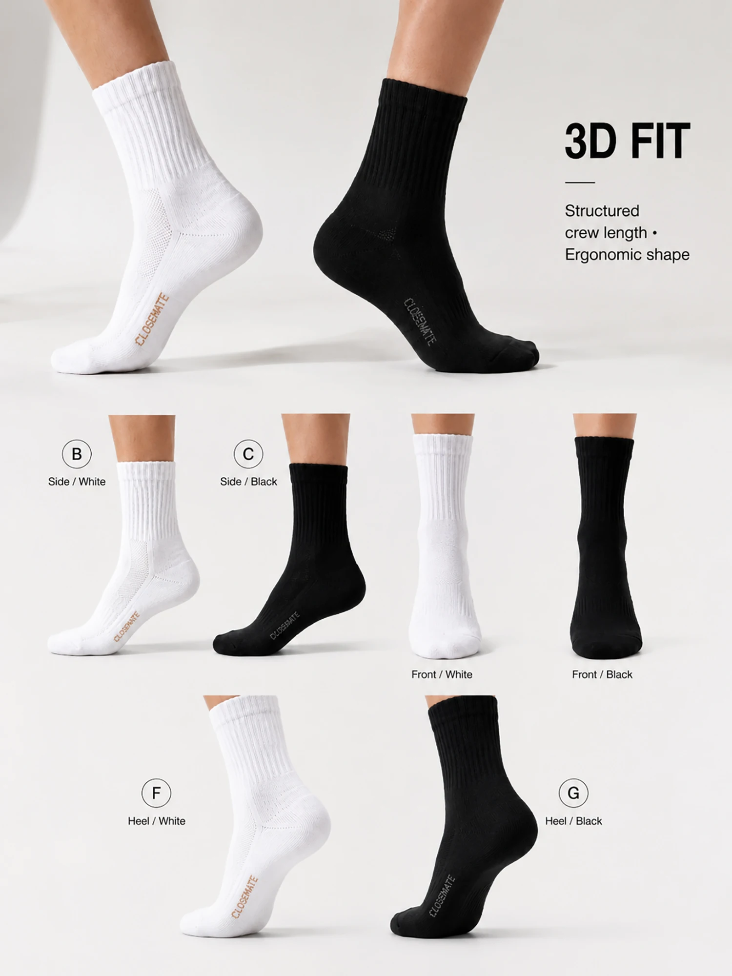 1/4/6 Pasang Kaos Kaki Katun Unisex Setengah Betis Hitam Putih Polos Bernapas Empuk Kasual Bisnis Kantor Harian Kotak Hadiah