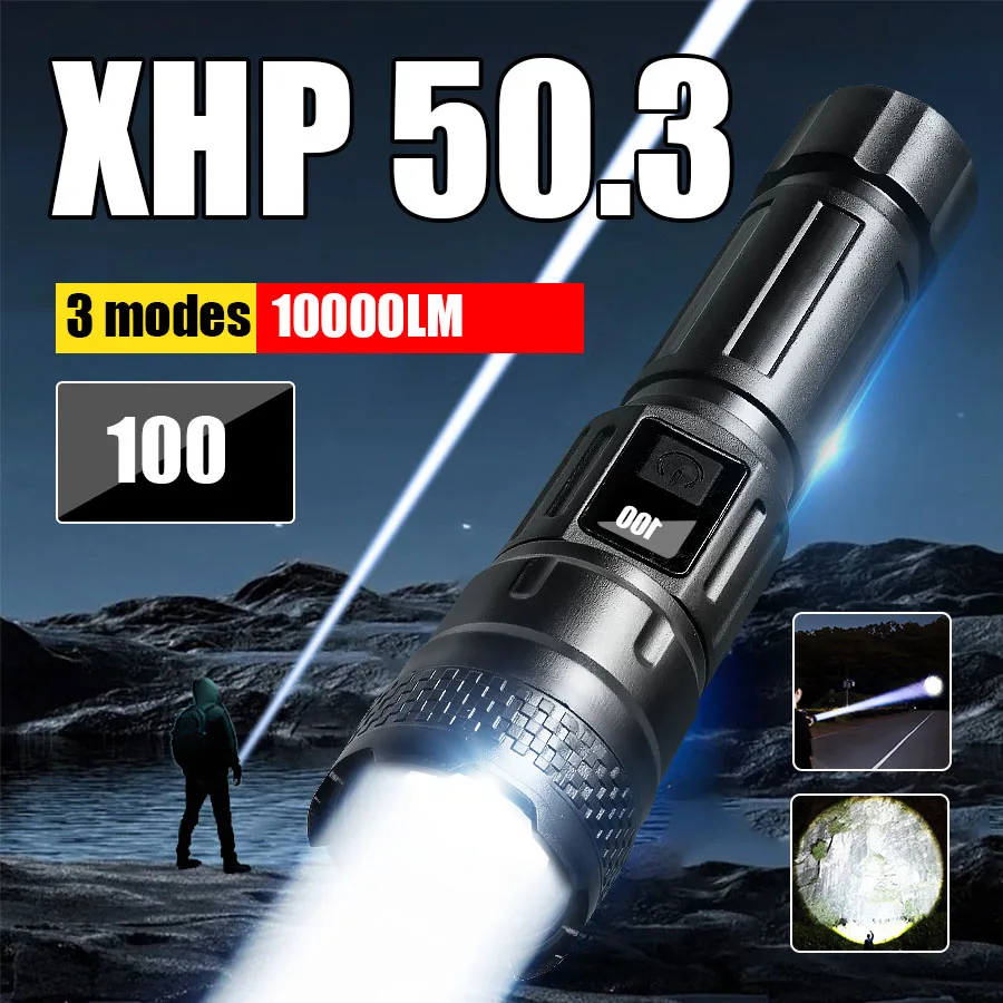 

New ABS XHP50 3.0 Most Powerful Led Flashlight 1800M USB High Power Rechargeable Lamp Tactical Torch Waterproof Zoom Work Light