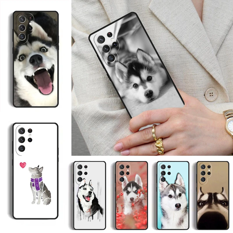 Husky dog cute Phone Case for Samsung Galaxy S26 S25 Ultra S24 S23 S22 S21 Plus Note 10 Bumper Cover