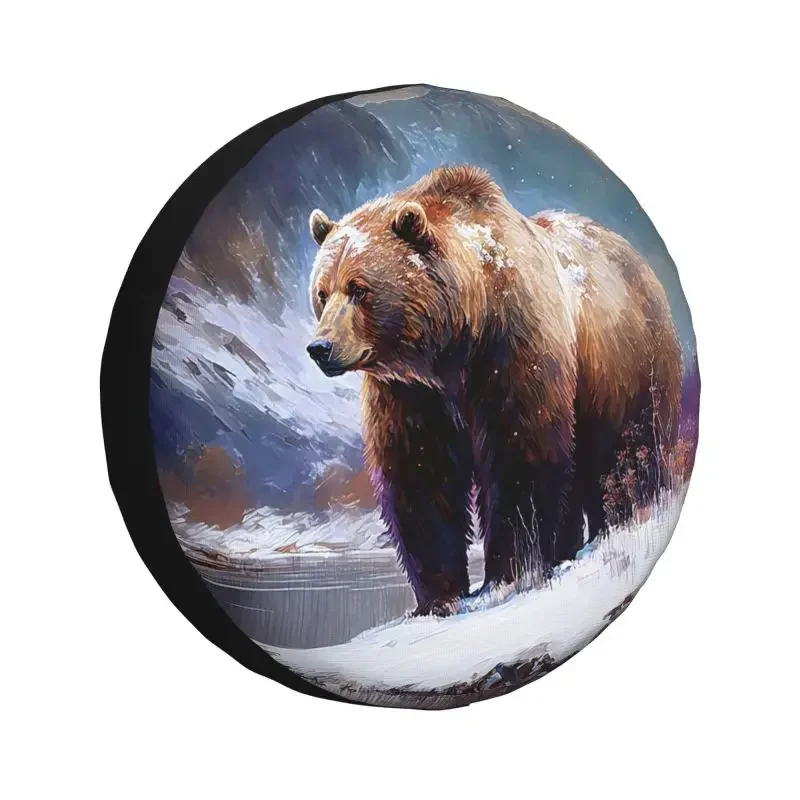 Custom Great Brown Grizzly Bear Tire Cover 4WD 4x4 RV Spare Wheel Protector for Toyota Land Cruiser Prado 14