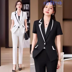 Business Suit Women's Summer Season High-End Temperament Tailored Suit Formal Clothes Short Sleeve New Large Size Building Sales