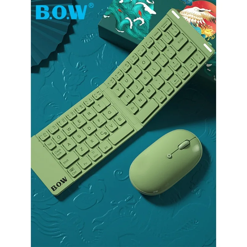 BOW Folding Bluetooth Keyboard Mouse Set Wireless Silent Mobile Phone Tablet Universal Notebook Portable Small