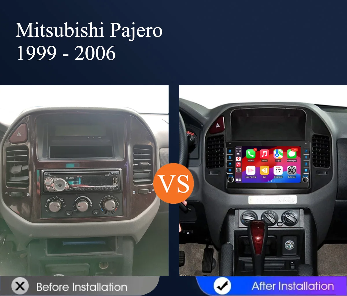For Mitsubishi Pajero 1999 - 2006 Auto Radio Stereo Multimedia Video HU Head Unit With GPS Navi 8G RAM 2Din Auto DVD Cassette