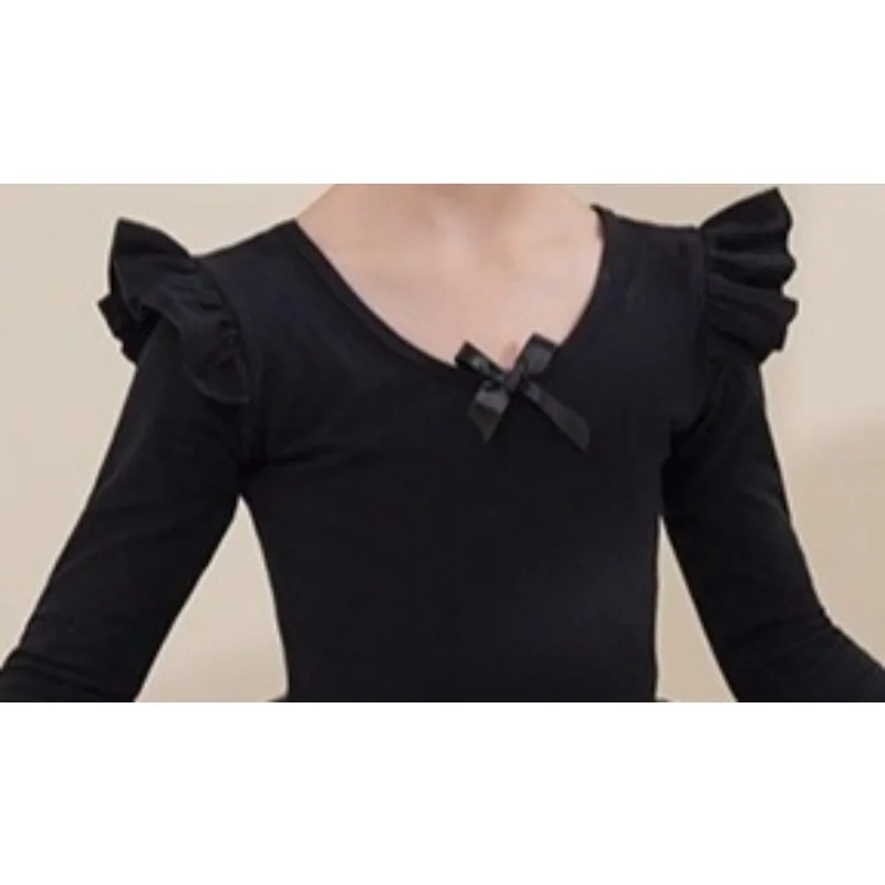 ملابس الأطفال فتاة ملابس الرقص القطن الأسود الفتيات ممارسة الملابس الخريف والشتاء طويلة الأكمام فستان الباليه للأطفال